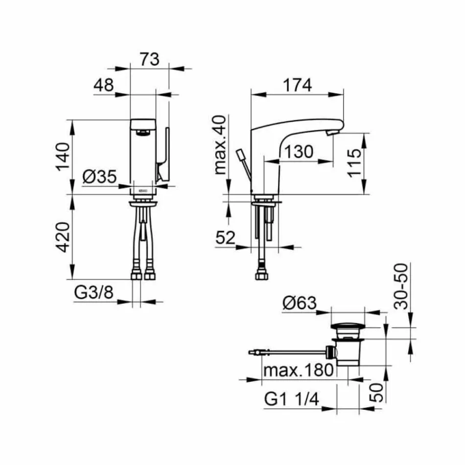 Miscelatore Monocomando Design Moderno per Lavabo Bagno Finitura Cromato - Gonzo Viadurini