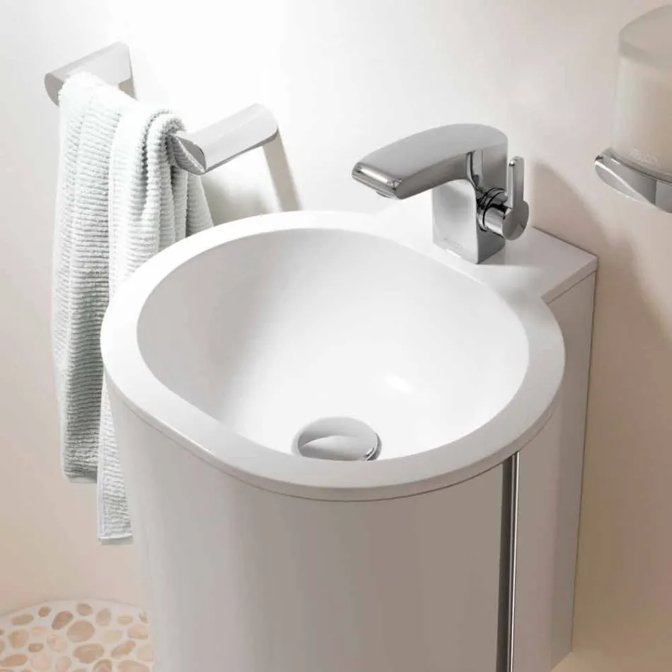 Miscelatore Monocomando Design Moderno per Lavabo Bagno Finitura Cromato - Gonzo Viadurini