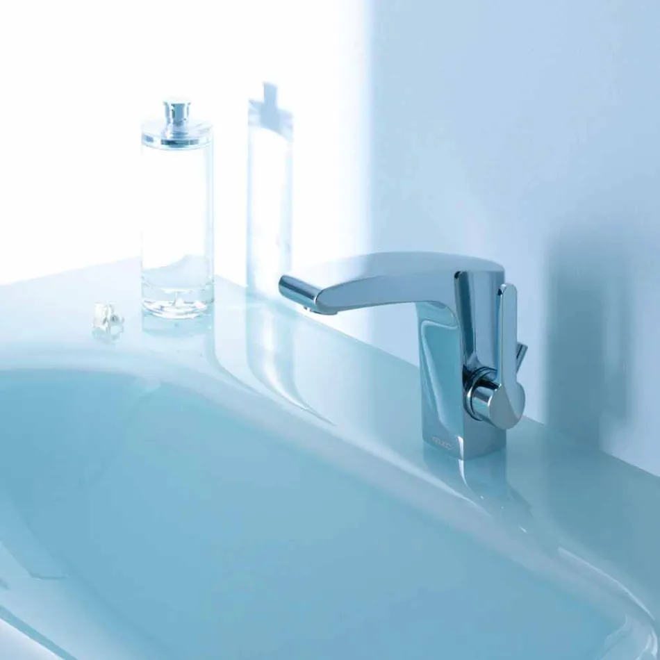 Miscelatore Monocomando Design Moderno per Lavabo Bagno Finitura Cromato - Gonzo Viadurini