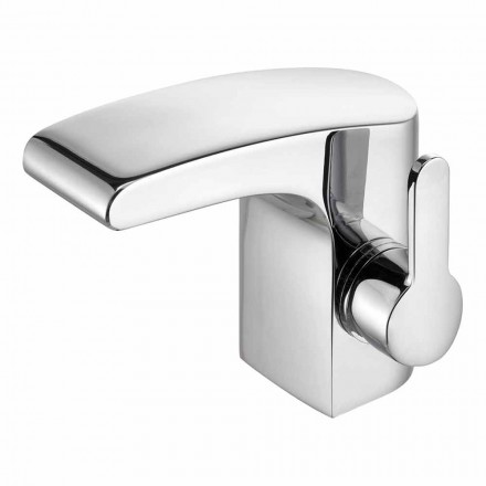 Miscelatore Monocomando Design Moderno per Lavabo Bagno Finitura Cromato - Gonzo Viadurini