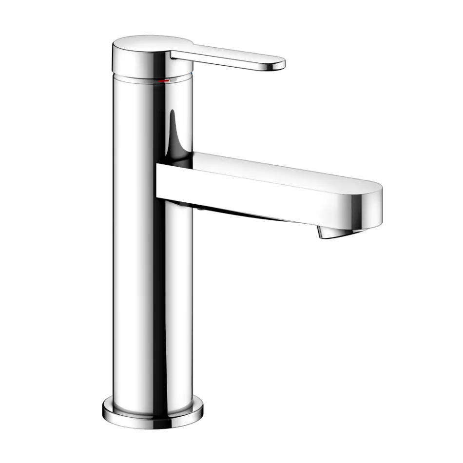 Miscelatore Monocomando Lavabo Design Piatto in Ottone Cromato - Agenore Viadurini