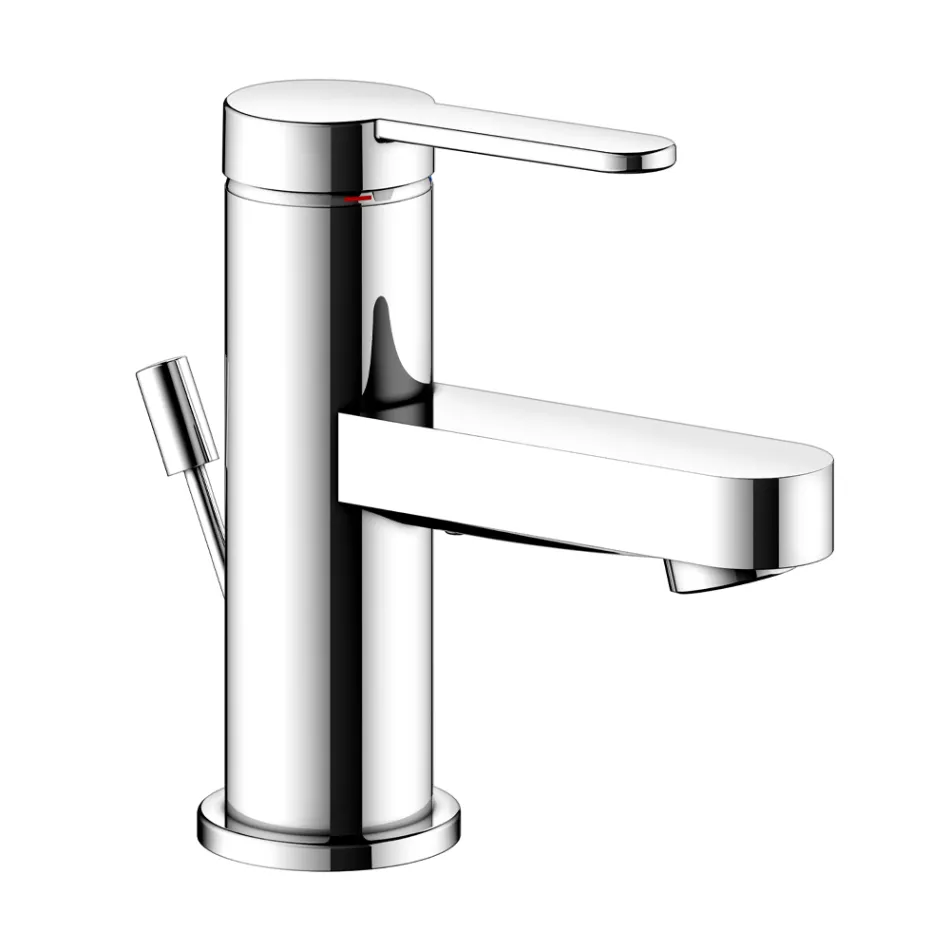 Miscelatore Monocomando Lavabo Design Piatto in Ottone Cromato - Agenore Viadurini