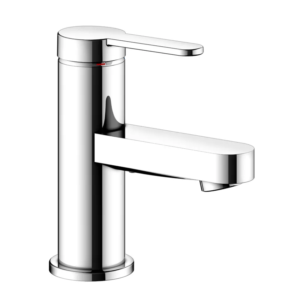 Miscelatore Monocomando Lavabo Design Piatto in Ottone Cromato - Agenore Viadurini