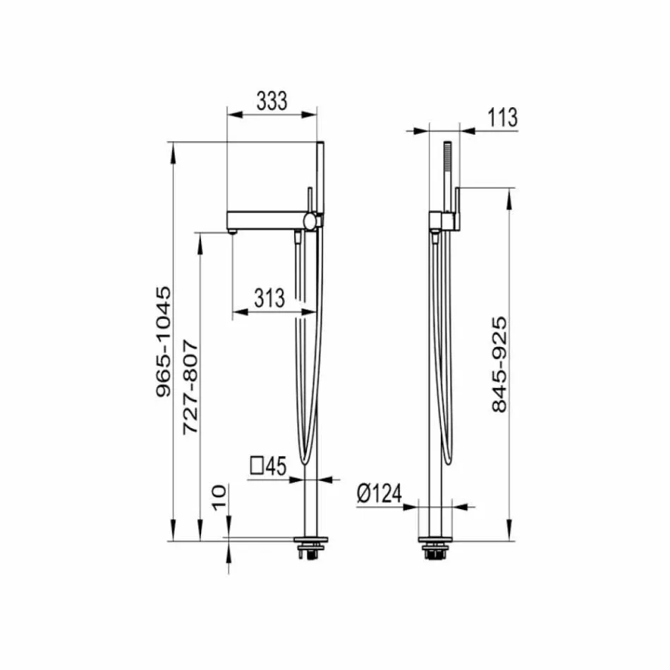 Miscelatore Monocomando Moderno per Vasca in Metallo Cromato - Girino Viadurini