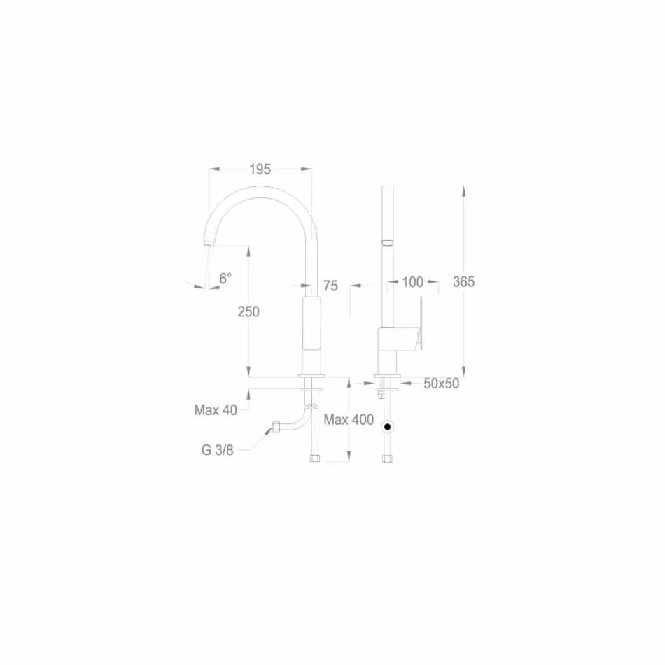 Miscelatore Monocomando per Lavabo Cucina di Design Made in Italy - Bonsu Viadurini