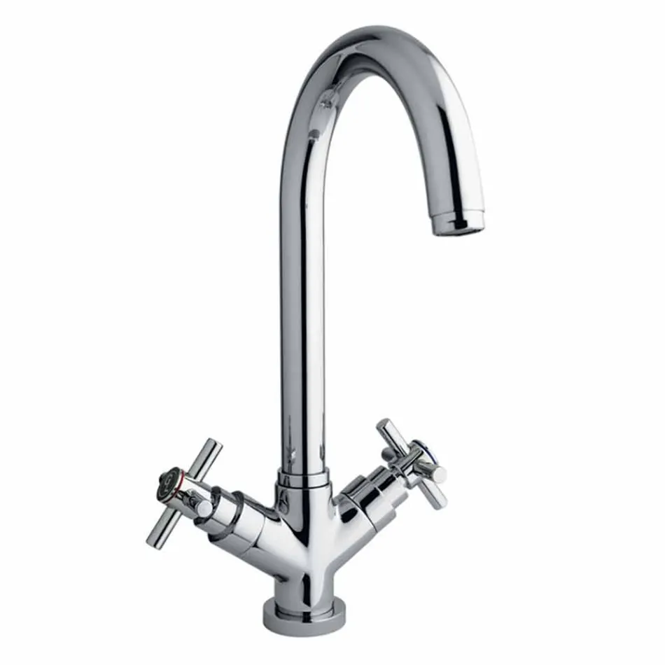 Miscelatore Monoforo per Lavabo da Cucina in Ottone Cromo Made in Italy - Sedano Viadurini