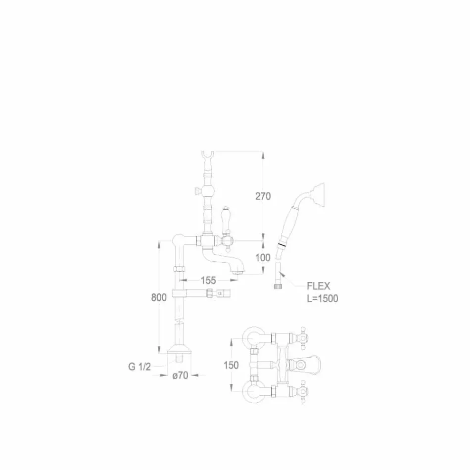 Miscelatore per Bordo Vasca Classico in Ottone Made in Italy - Eripio Viadurini