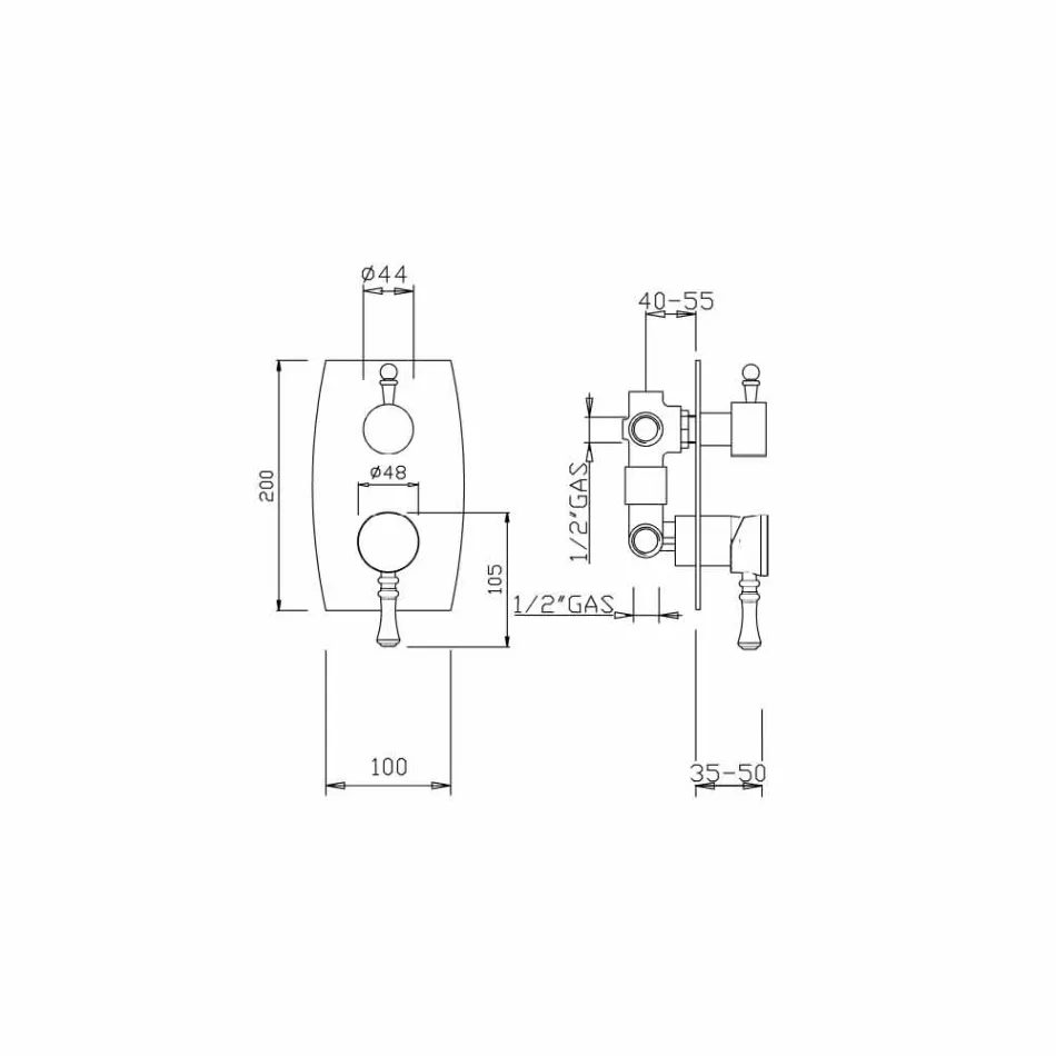 Miscelatore per Doccia con Deviatore a 3 Vie Made in Italy - Neno Viadurini
