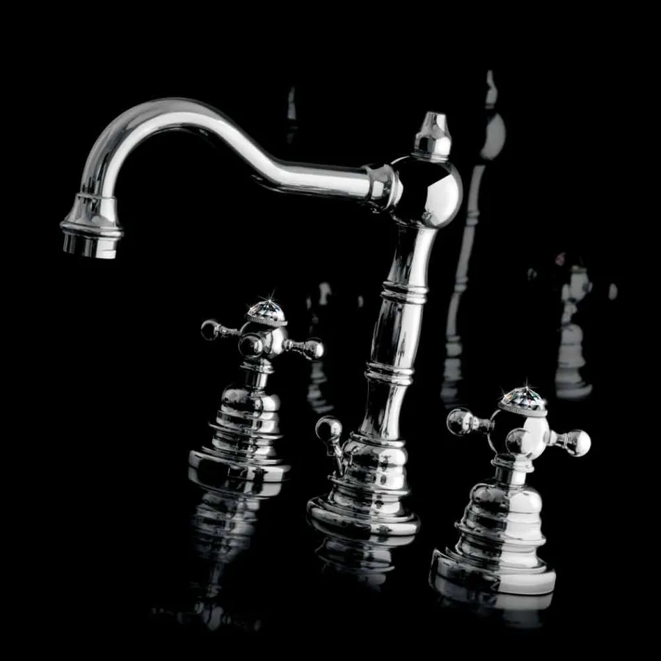 Miscelatore per Lavabo Bagno a Tre Fori in Ottone Moderno Made in Italy - Binsu Viadurini