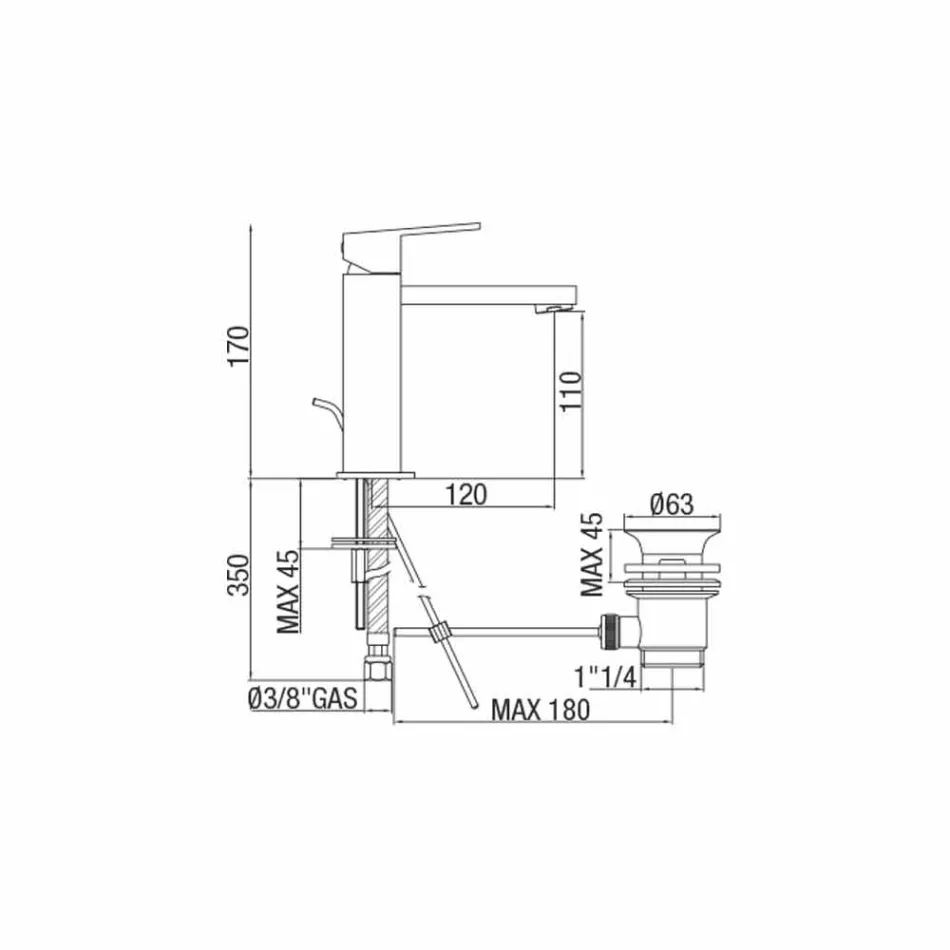 Miscelatore per Lavabo Bagno in Ottone Cromato Squadrato Made in Italy - Medida Viadurini