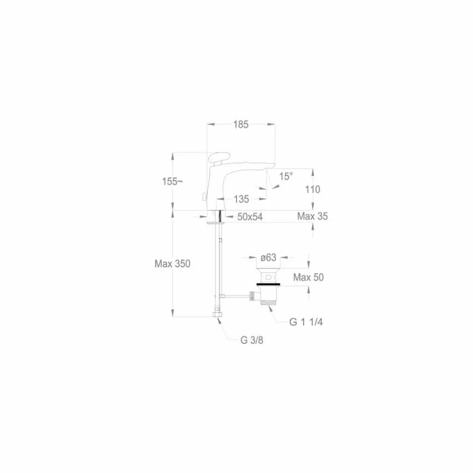 Miscelatore per Lavabo Bagno Moderno in Ottone Made in Italy - Besugo Viadurini
