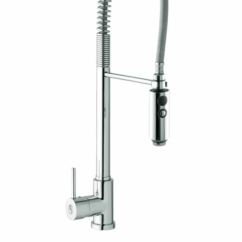 Miscelatore per Lavabo Cucina in Ottone con Doccetta Made in Italy - Kalimo Viadurini