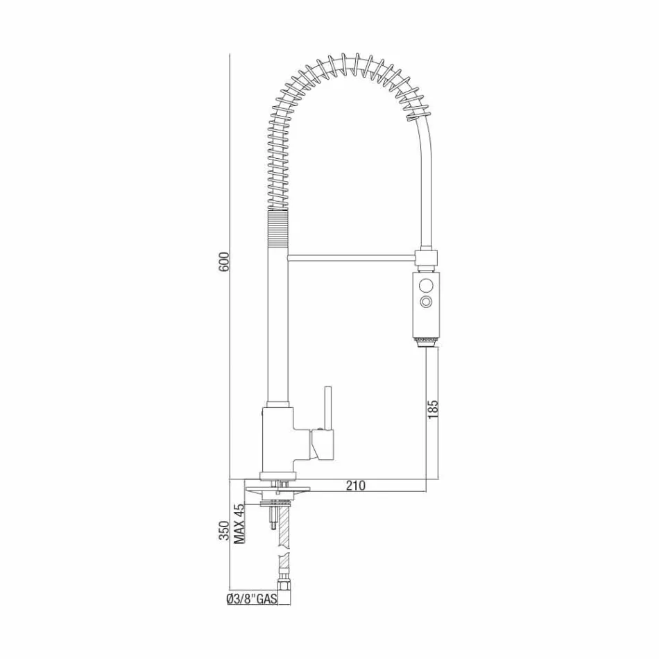 Miscelatore per Lavabo Cucina in Ottone con Doccetta Made in Italy - Kalimo Viadurini