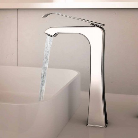 Miscelatore per Lavabo in Ottone Cromato di Design Made in Italy - Bonina Viadurini