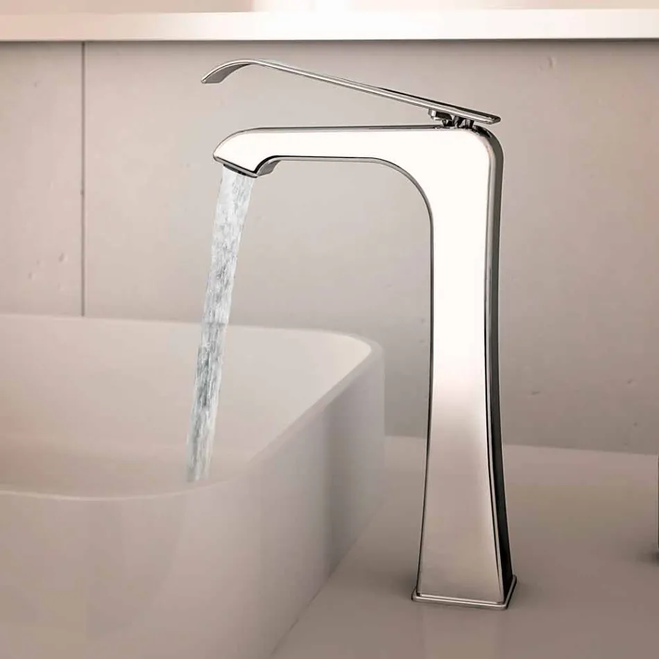 Miscelatore per Lavabo in Ottone Cromato di Design Made in Italy - Bonina Viadurini