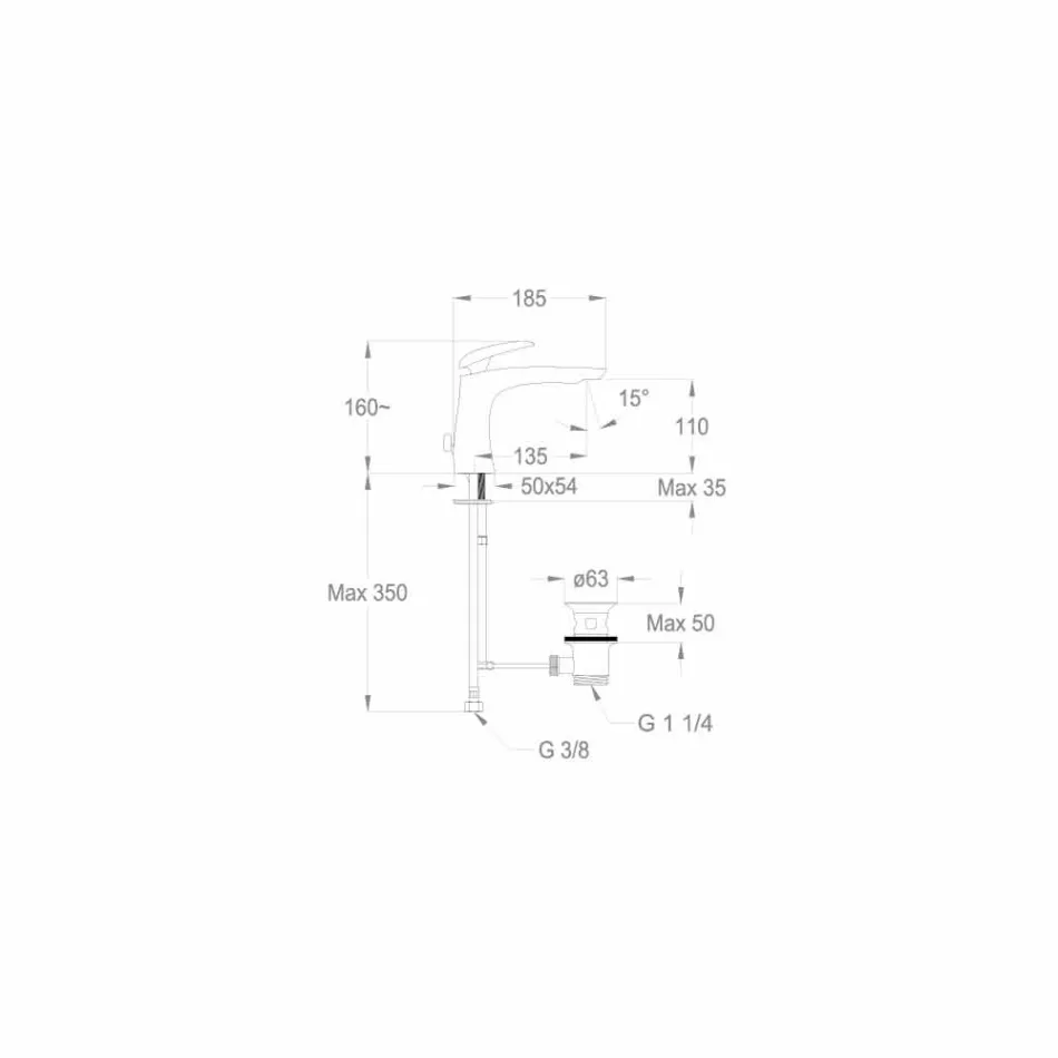 Miscelatore per Lavabo in Ottone di Design Made in Italy - Filipo Viadurini