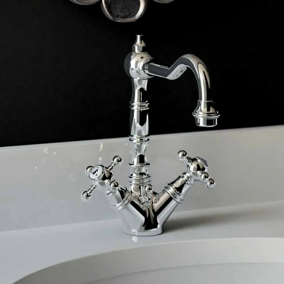 Miscelatore per Lavabo Monoforo in Ottone Cromato Made in Italy - Binsu Viadurini