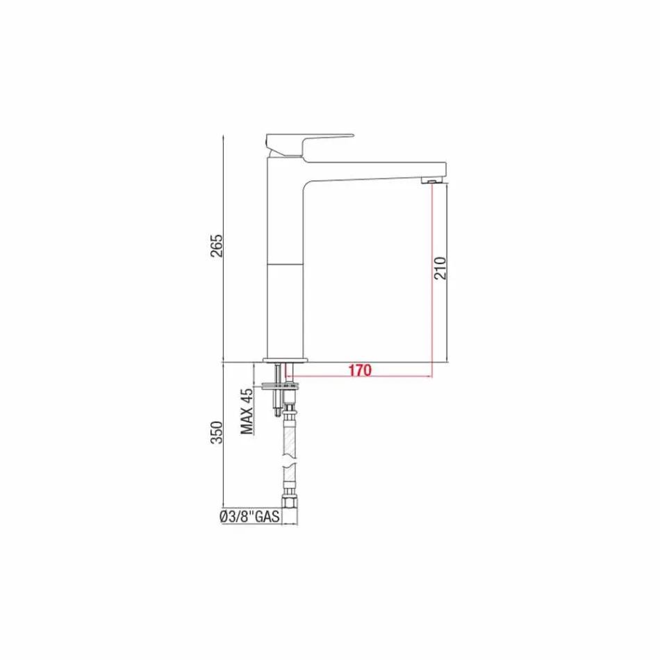 Miscelatore per Lavabo Prolungato in Ottone Senza Scarico Made in Italy - Sindra Viadurini