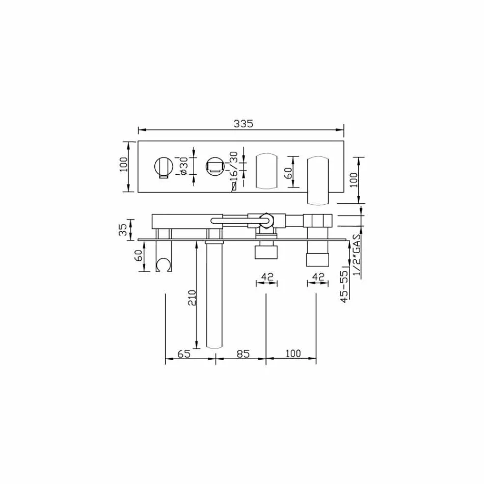 Miscelatore per Vasca ad Incasso Design Moderno in Ottone Made in Italy - Sika Viadurini