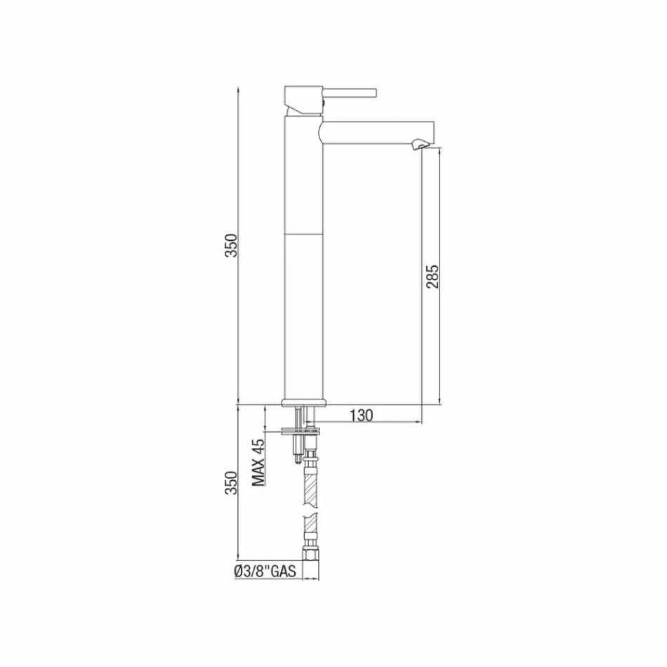 Miscelatore Prolungato per Lavabo in Ottone Senza Scarico Made in Italy - Ermia Viadurini