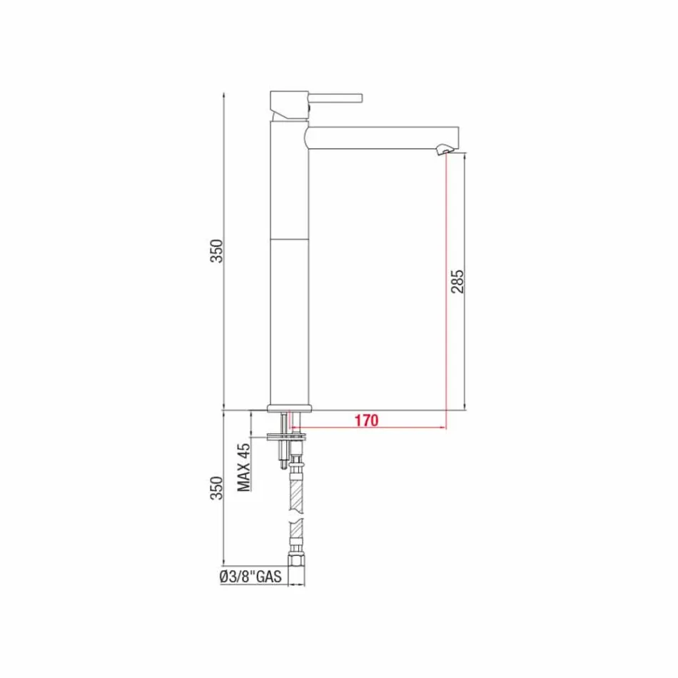 Miscelatore Prolungato per Lavabo in Ottone Senza Scarico Made in Italy - Ermia Viadurini