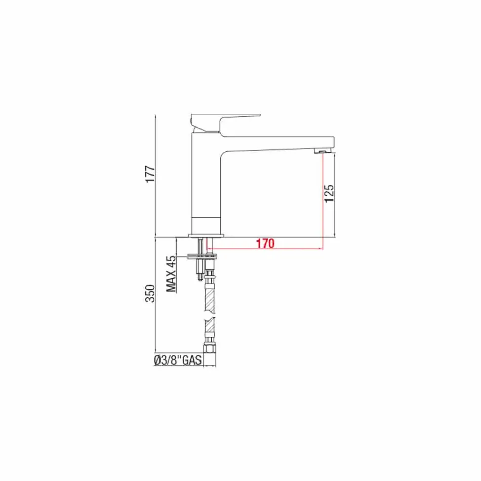 Miscelatore Prolungato Senza Scarico per Lavabo in Ottone Made in Italy - Sindra Viadurini