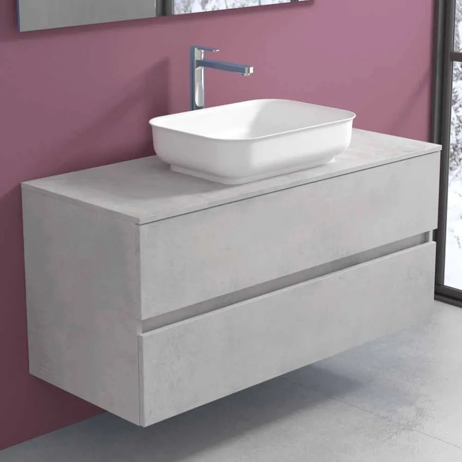 Mobile a Sospensione per il Bagno con Lavabo, Design in 4 Finiture - Paoletto Viadurini