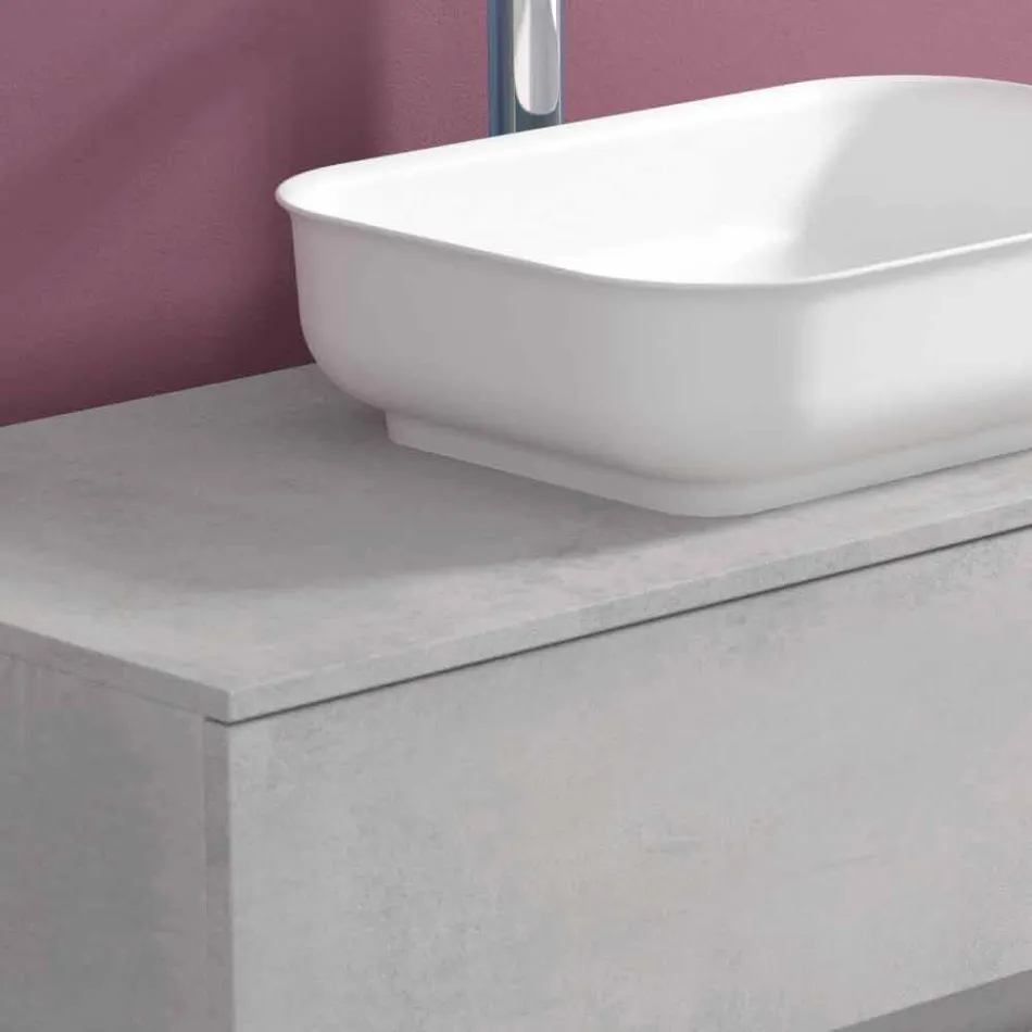 Mobile a Sospensione per il Bagno con Lavabo, Design in 4 Finiture - Paoletto Viadurini