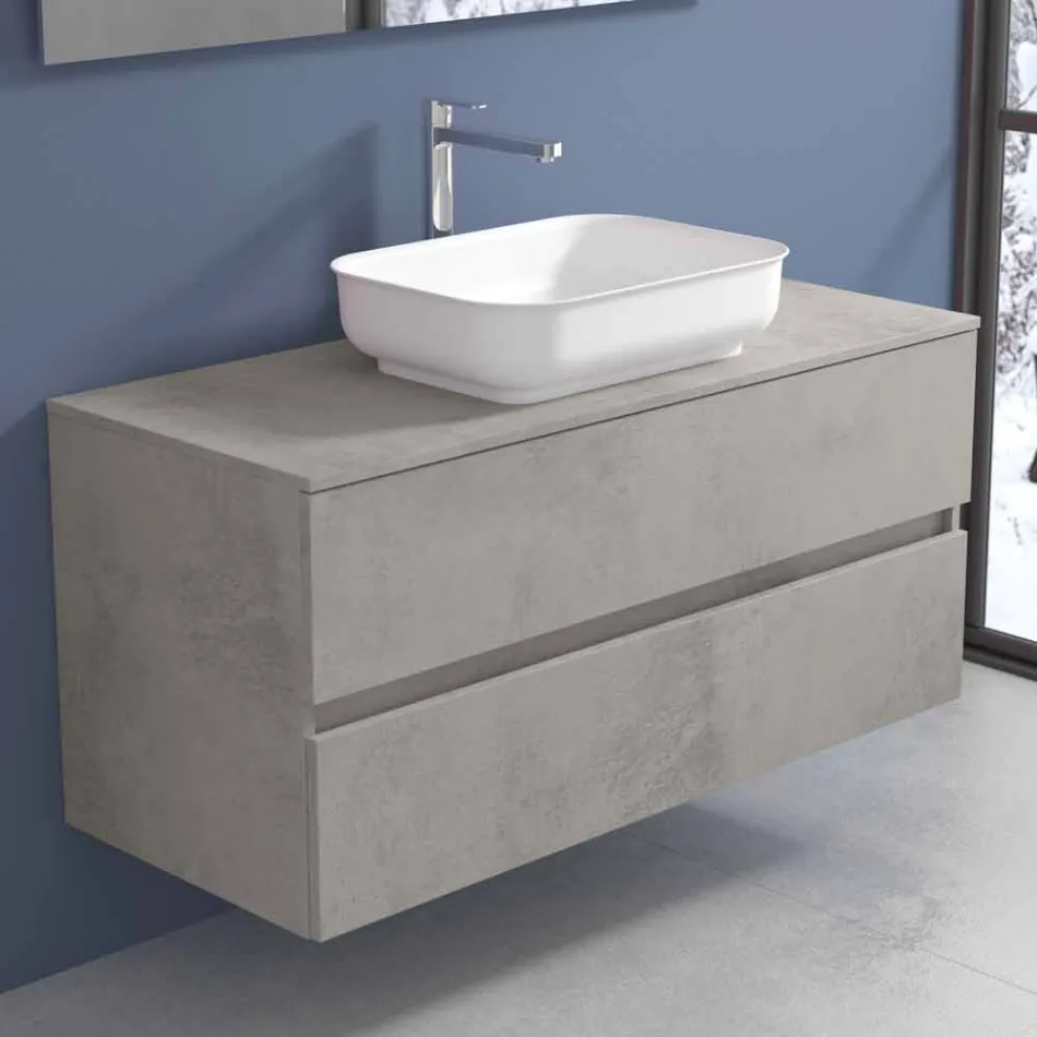 Mobile a Sospensione per il Bagno con Lavabo, Design in 4 Finiture - Paoletto Viadurini
