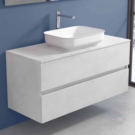 Mobile a Sospensione per il Bagno con Lavabo, Design in 4 Finiture - Paoletto Viadurini