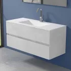Mobile a Sospensione per il Bagno con Lavabo Integrato in 3 Dimensioni - Marione Viadurini
