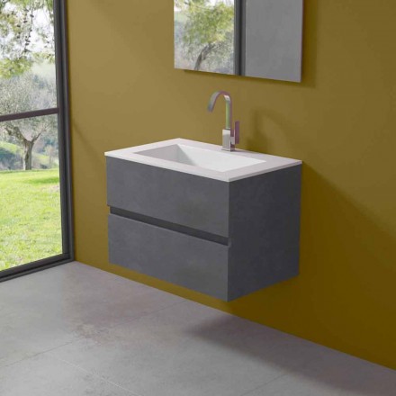 Mobile a Sospensione per il Bagno con Lavabo Integrato in 3 Dimensioni - Marione Viadurini