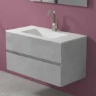 Mobile a Sospensione per il Bagno con Lavabo Integrato in 3 Dimensioni - Marione Viadurini
