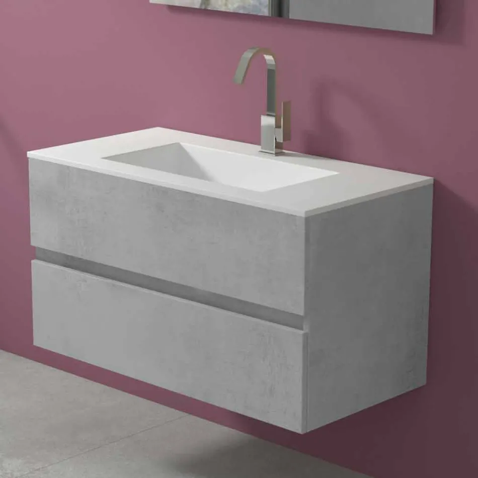 Mobile a Sospensione per il Bagno con Lavabo Integrato in 3 Dimensioni - Marione Viadurini