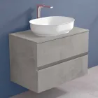 Mobile Arredo Bagno a Sospensione e Lavabo Ovale, Design Moderno - Cesiro Viadurini