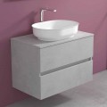 Mobile Arredo Bagno a Sospensione e Lavabo Ovale, Design Moderno - Cesiro