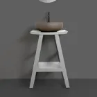 Mobile Arredo Bagno con Finitura in Legno e Top Semicurvo Grigio - Raomi Viadurini