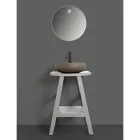 Mobile Arredo Bagno con Finitura in Legno e Top Semicurvo Grigio - Raomi Viadurini