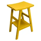 Mobile Arredo Bagno in Teak di Recupero con Top Semicurvo Giallo - Raomi Viadurini