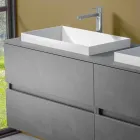 Mobile Arredo Bagno Sospeso con Lavabo Doppio a Incasso, Design Moderno - Dumbo Viadurini