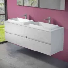 Mobile Arredo Bagno Sospeso con Lavabo Doppio a Incasso, Design Moderno - Dumbo Viadurini
