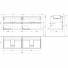 Mobile Arredo Bagno Sospeso con Lavabo Doppio a Incasso, Design Moderno - Dumbo Viadurini