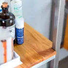 Mobile Bagno a Colonna in Teak e Acciaio con 4 Ripiani a Giorno - Tamburino Viadurini