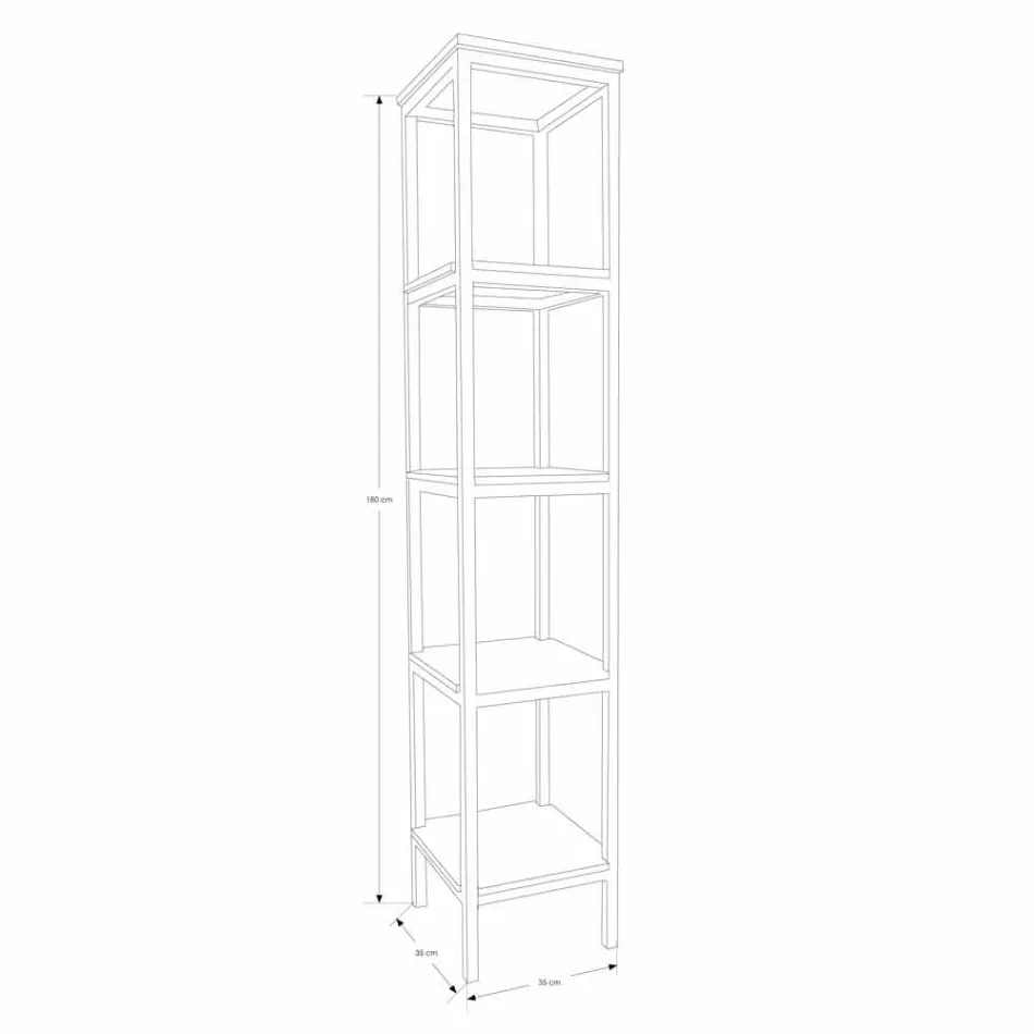 Mobile Bagno a Colonna in Teak e Acciaio con 4 Ripiani a Giorno - Tamburino Viadurini