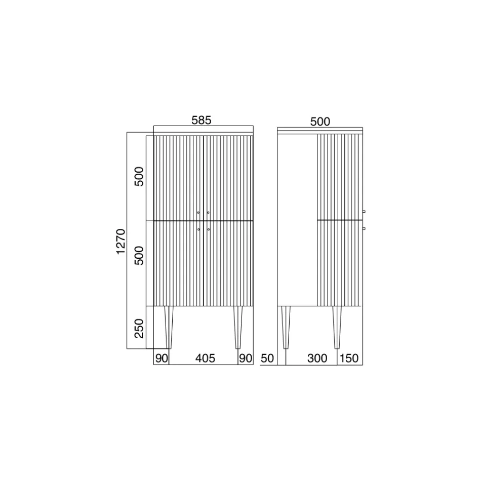 Mobile Bagno a Quattro Ante che Chiudono 3 Ripiani Made in Italy - Candy Viadurini