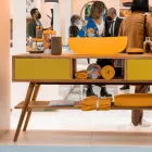 Mobile Bagno a Terra Giallo in Teak Naturale con Cassettiera  - Hamadou Viadurini