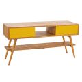 Mobile Bagno a Terra in Teak Naturale con 2 Cassetti Gialli  - Hamadou