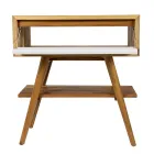 Mobile Bagno a Terra in Teak di Recupero e Piano Appoggio Bianco - Gatien Viadurini