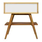 Mobile Bagno a Terra in Teak di Recupero e Piano Appoggio Bianco - Gatien Viadurini