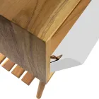 Mobile Bagno a Terra in Teak di Recupero e Piano Appoggio Bianco - Gatien Viadurini